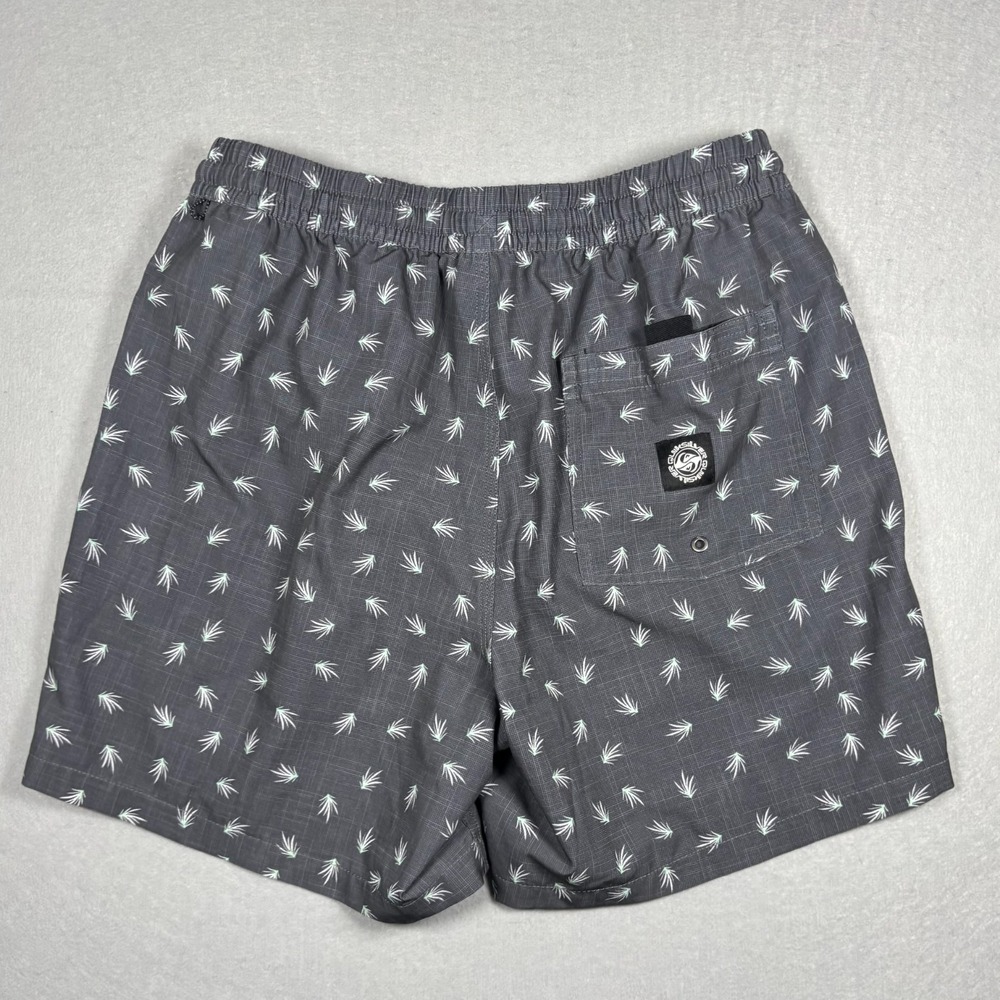 Quiksilver Mens Swim Trunks XL Gray Tropical Leaf Print Board Shorts Lined Beach - Picture 2 of 9